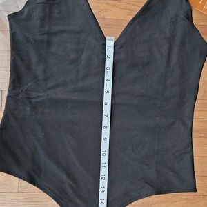 Reoria Women's Black Halter Bodysuit Size XL Double Snap Closure